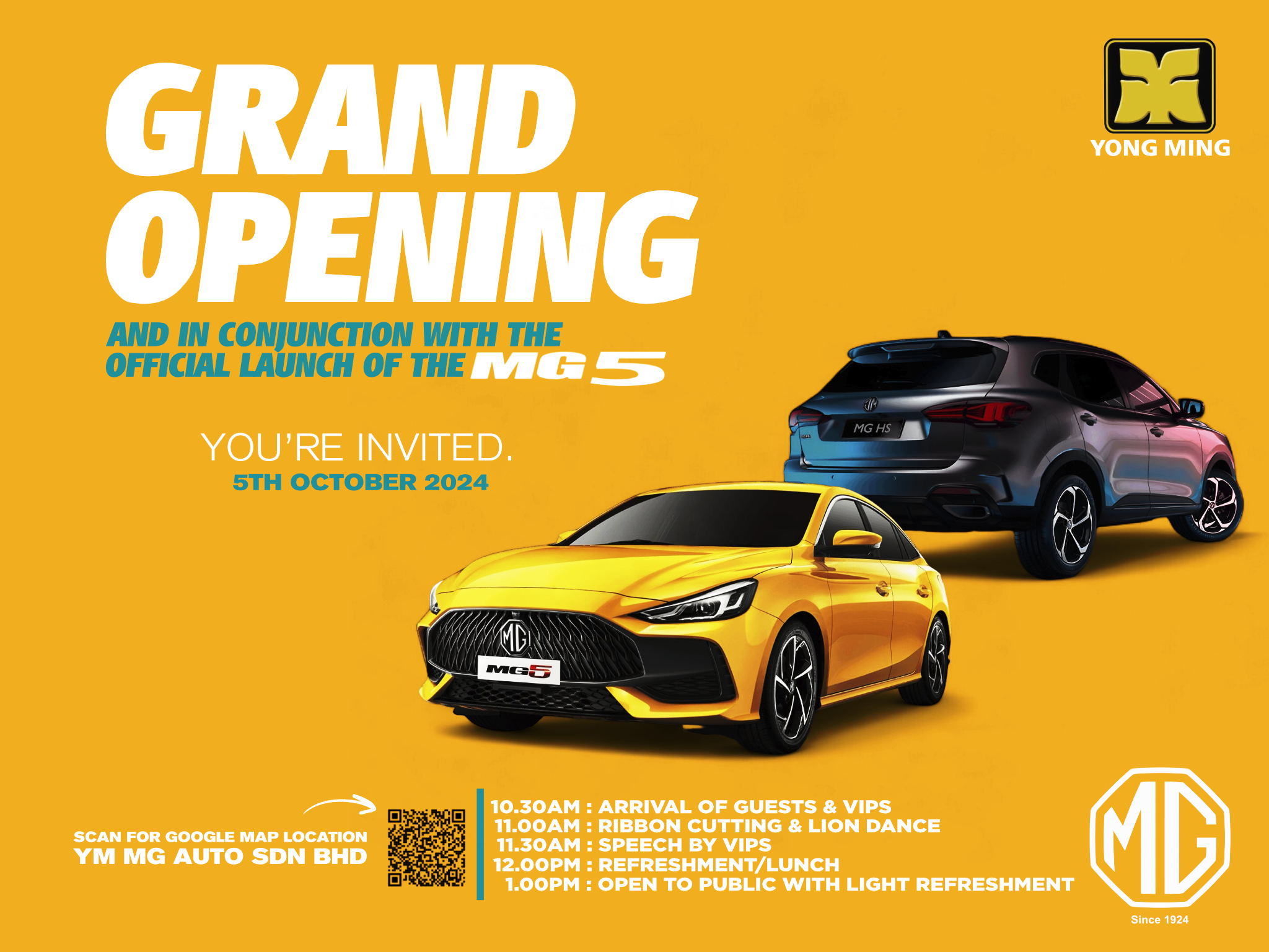 Showroom Ready YM MG Auto Sdn Bhd Grand Opening Yellow Card