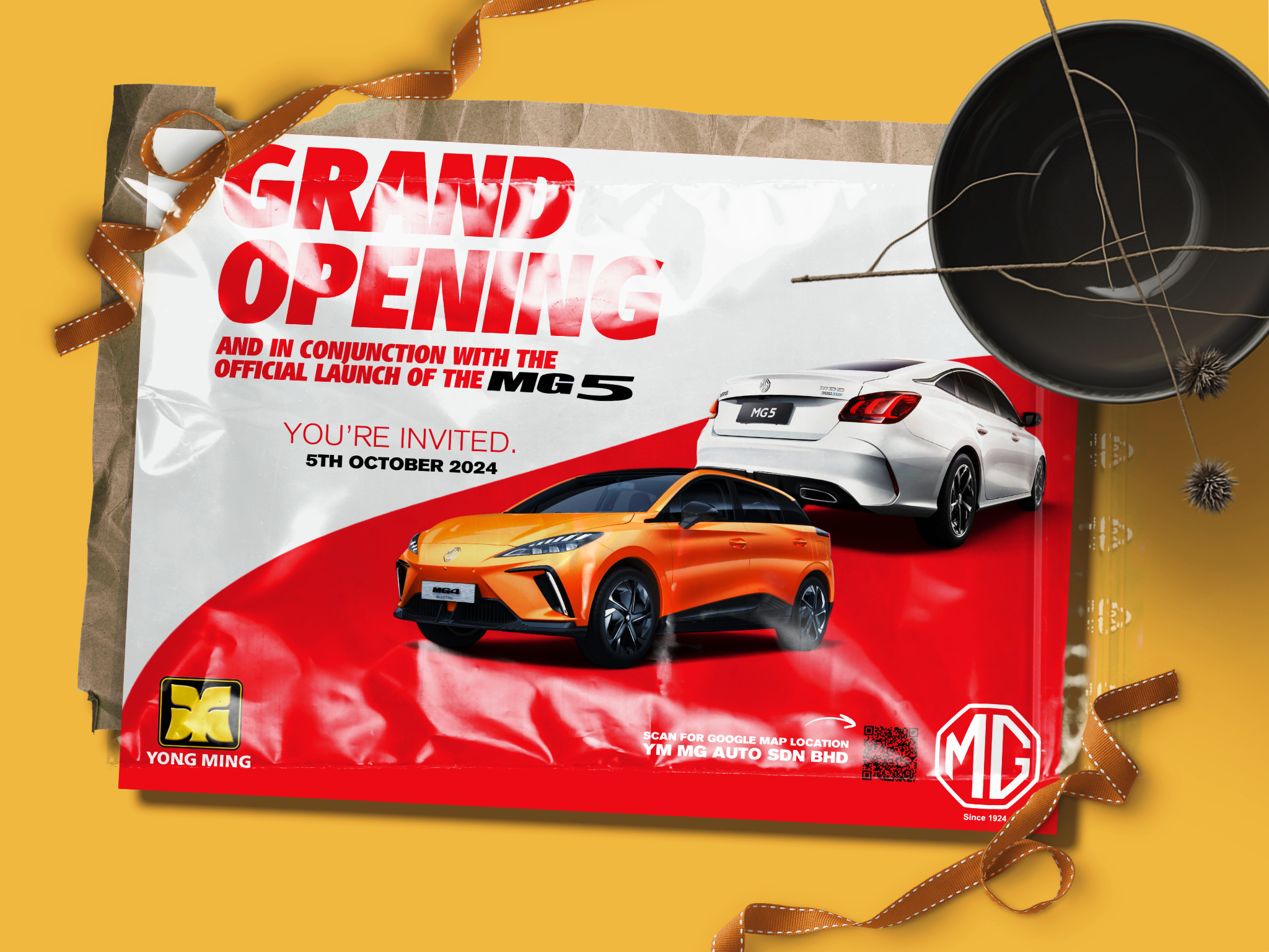 Showroom Ready YM MG Auto Sdn Bhd Grand Opening Red Mustard