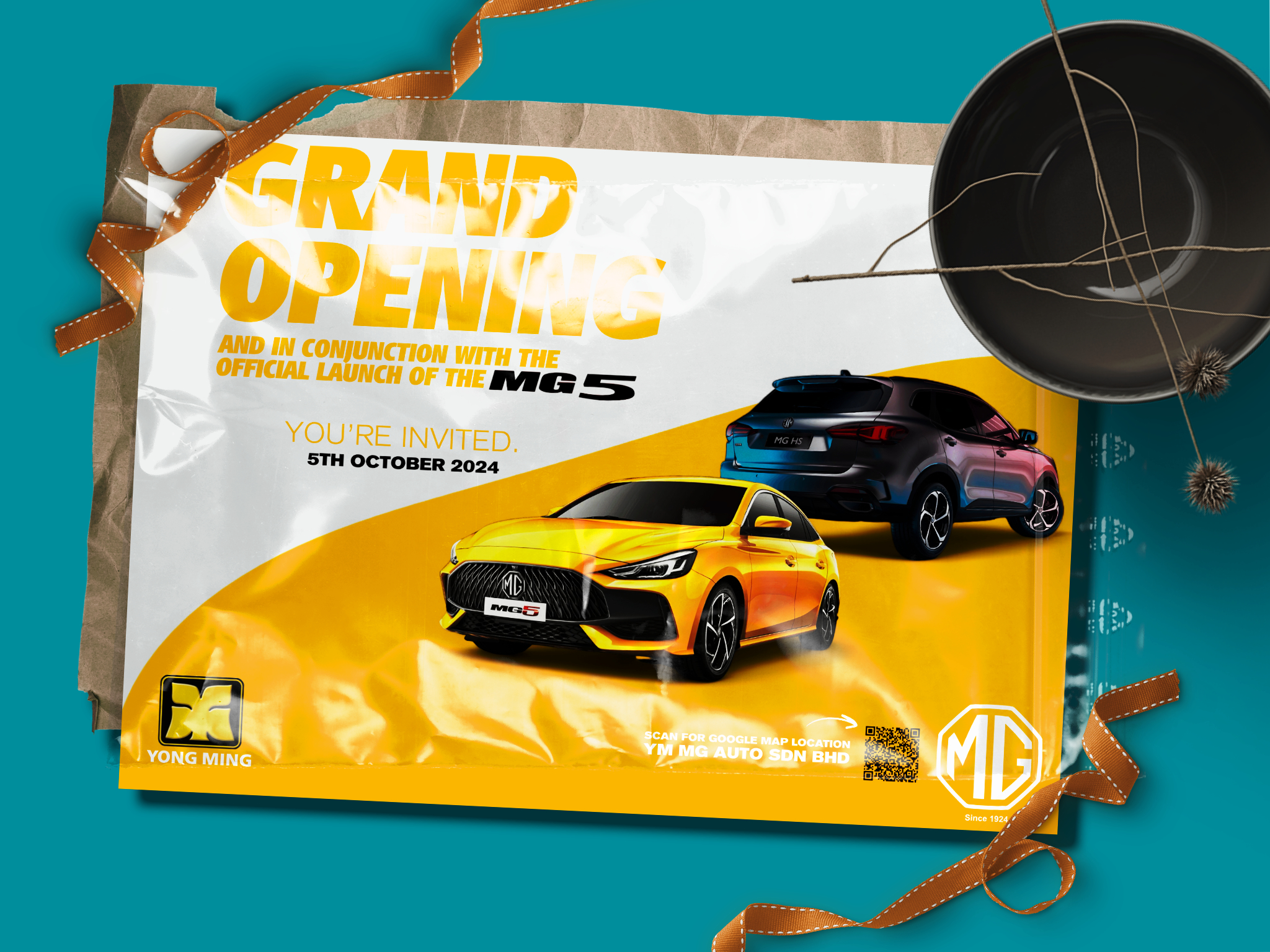 Showroom Ready YM MG Auto Sdn Bhd Grand Opening Yellow Teal
