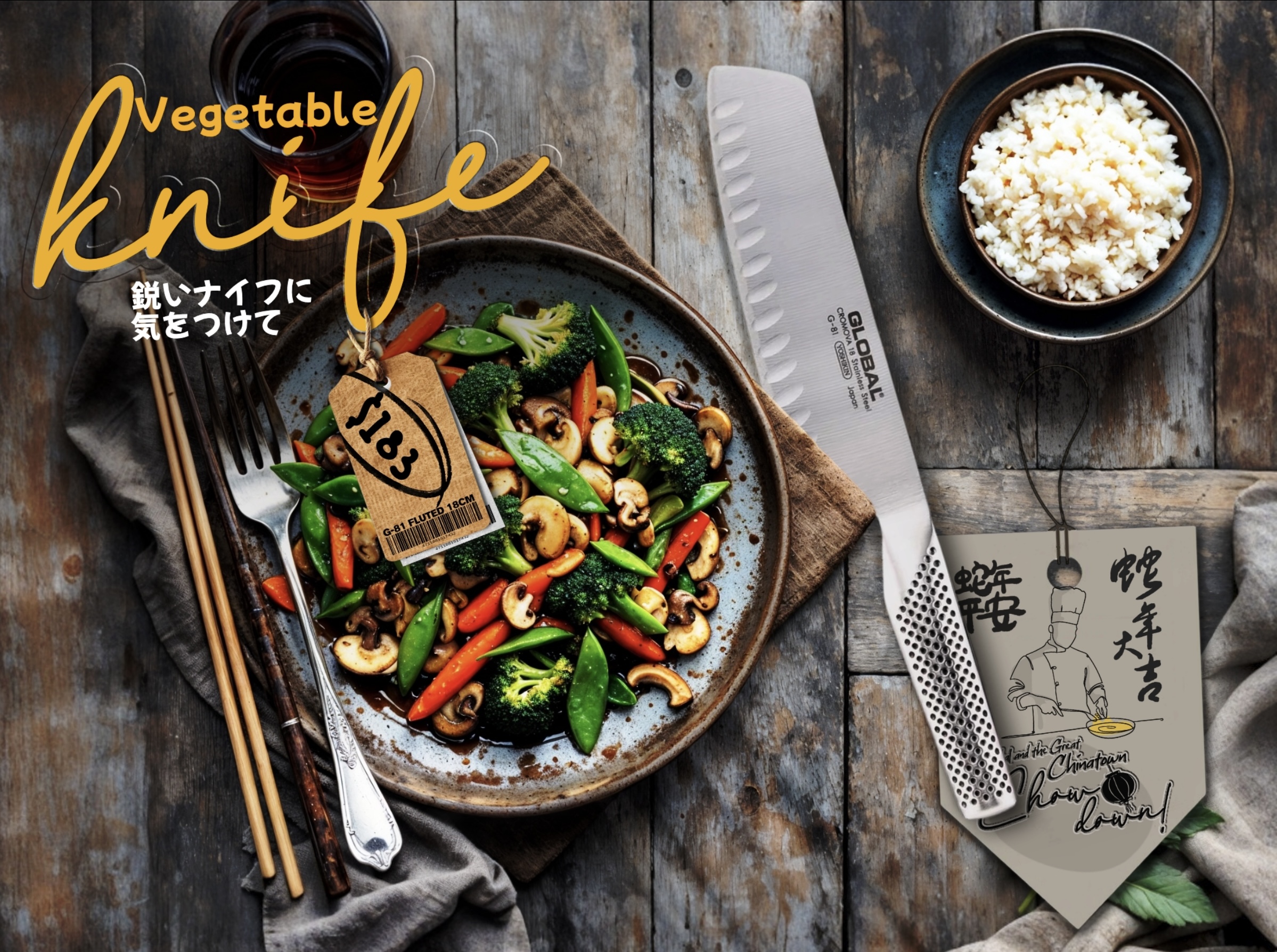 Chinatown Chowdown Global Knives Singapore Vegetable Knife G-81 Lunar New Year 2025 Special