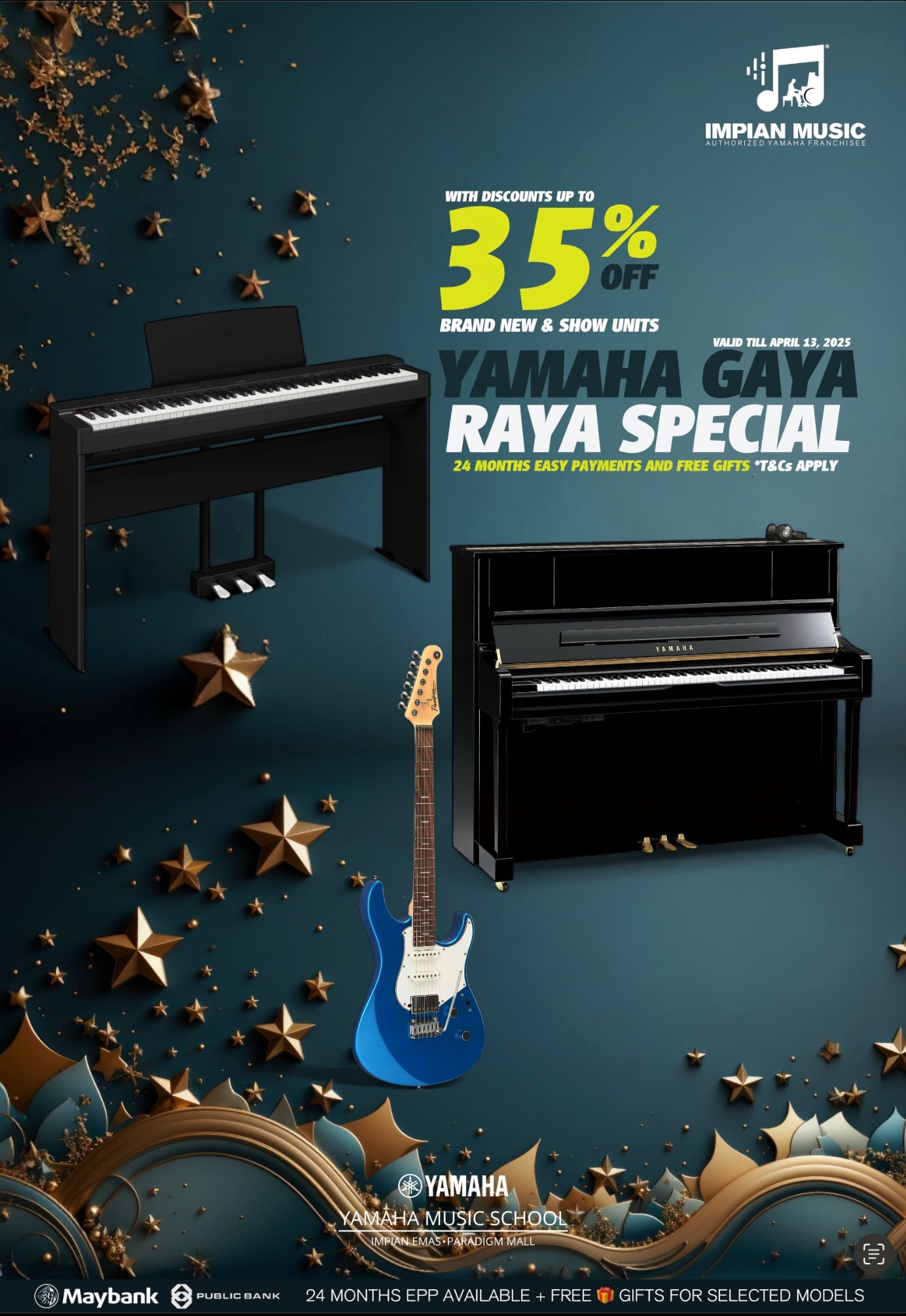 Gaya Raya Sale Yamaha Impian Emas Music Centre Johor Malaysia March 2025 Sale Promotion Poster