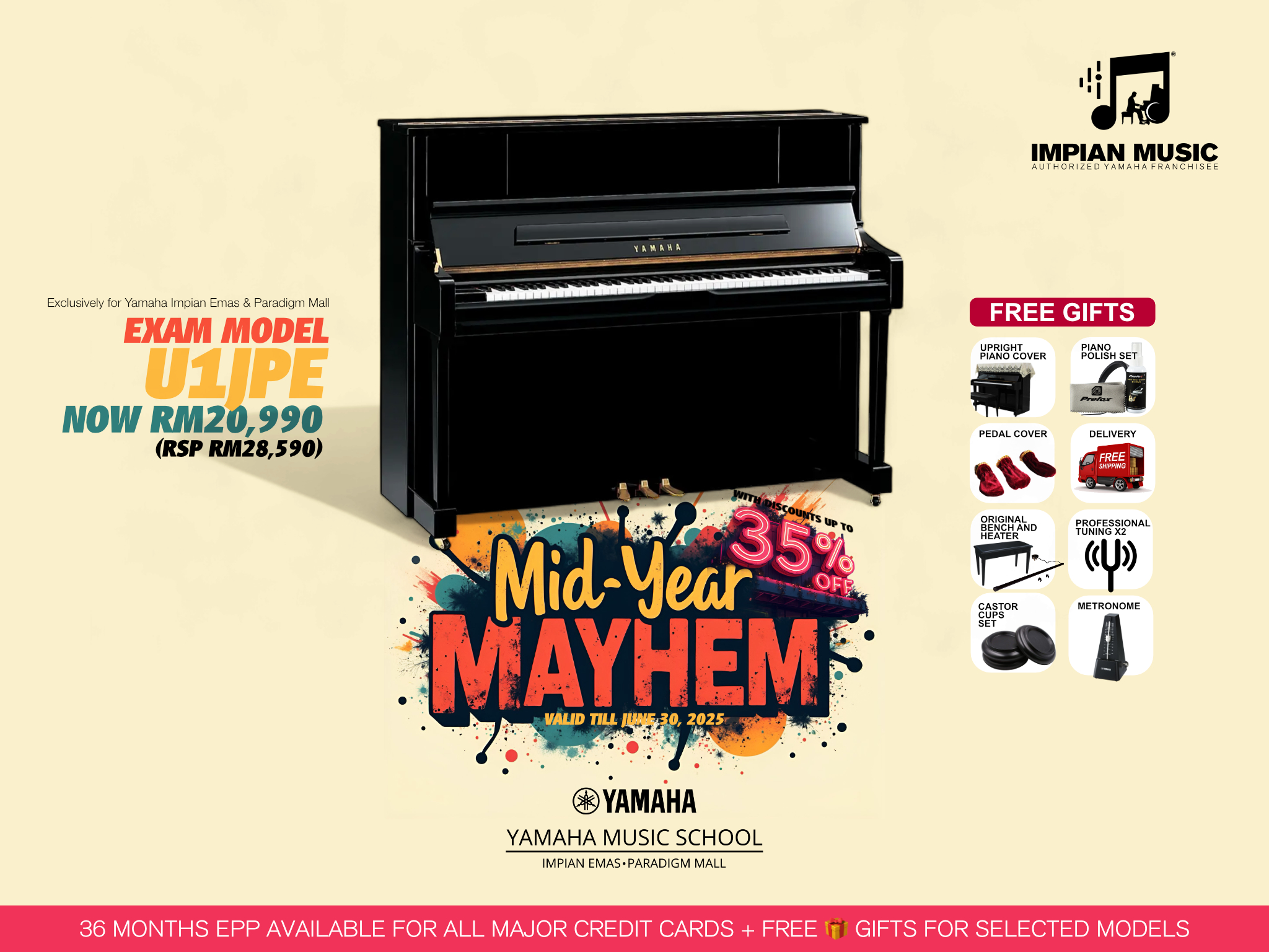 Mid-Year Mayhem Sale Yamaha Impian Emas Music Centre Johor Malaysia June 2025 Sale Promotion U1JPE