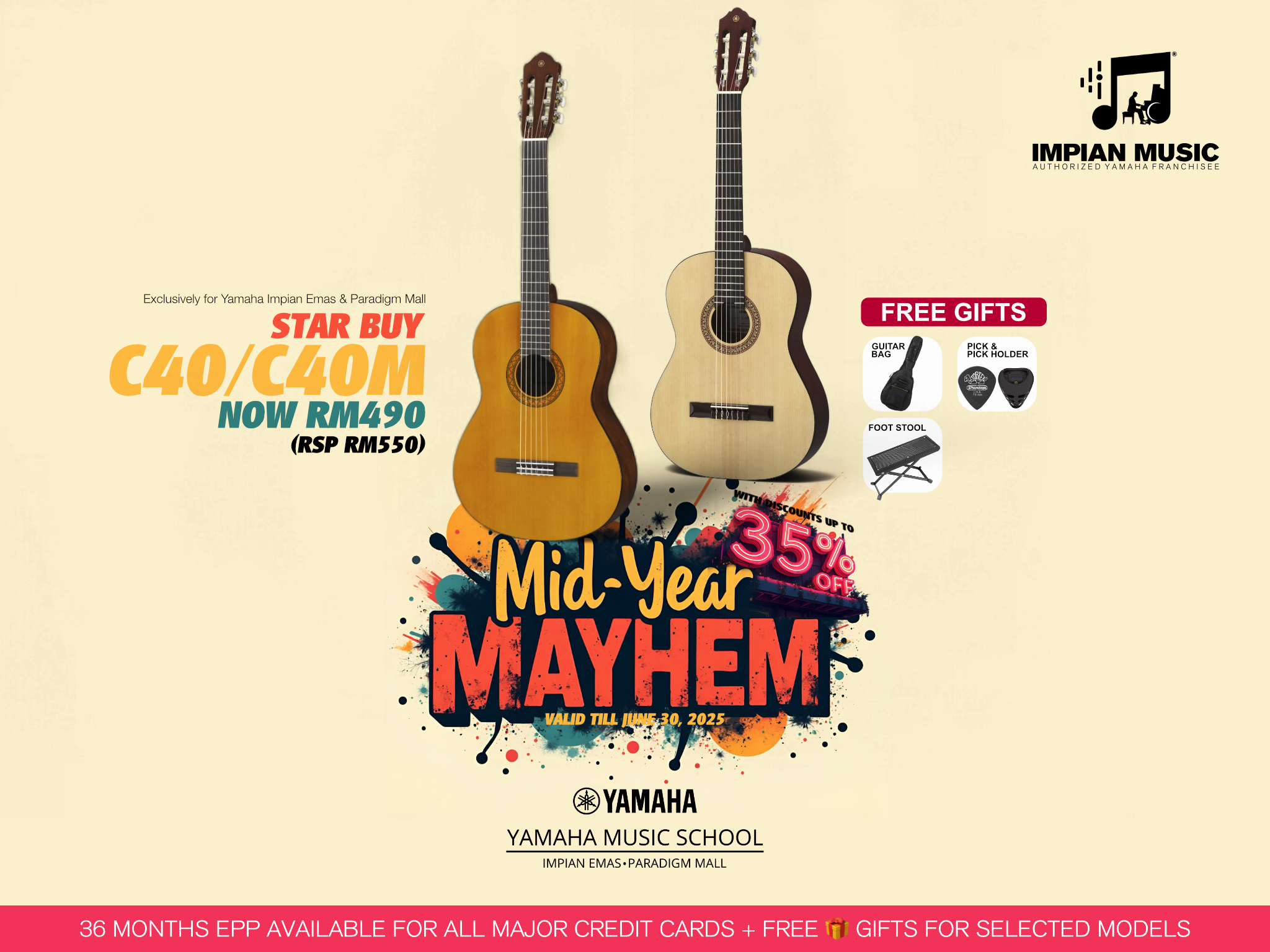 Mid-Year Mayhem Sale Yamaha Impian Emas Music Centre Johor Malaysia June 2025 Sale Promotion C40/C40M