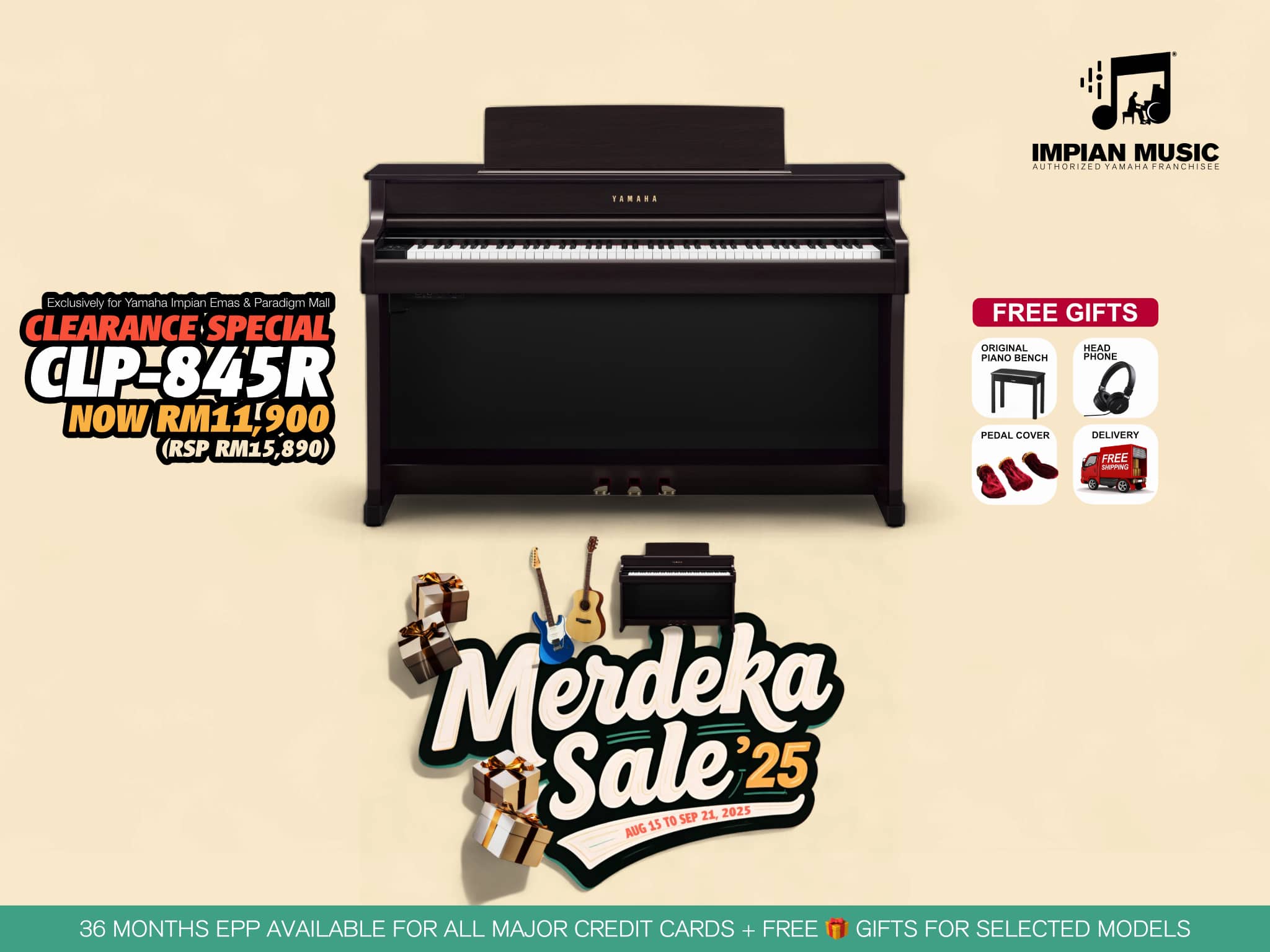 Yamaha Merdeka Sale 2025 Yamaha Impian Emas Music Centre Johor Malaysia August 2025 Sale Promotion CLP-845R