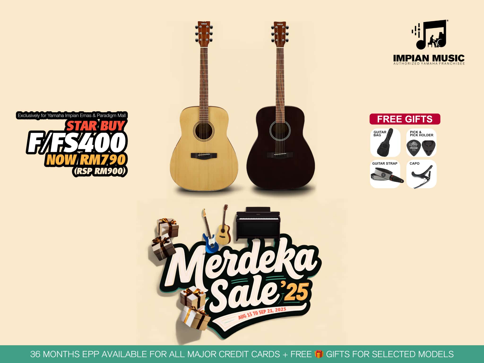 Yamaha Merdeka Sale 2025 Yamaha Impian Emas Music Centre Johor Malaysia August 2025 Sale Promotion F400/FS400